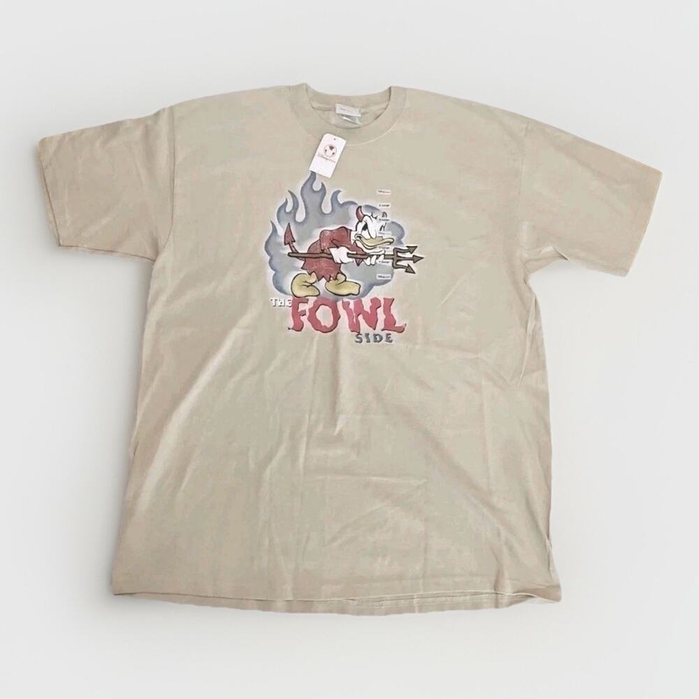 Disney Store Exclusive Donald Duck The Fowl Side Devil Tee Y2K NWT Tan XL Rare